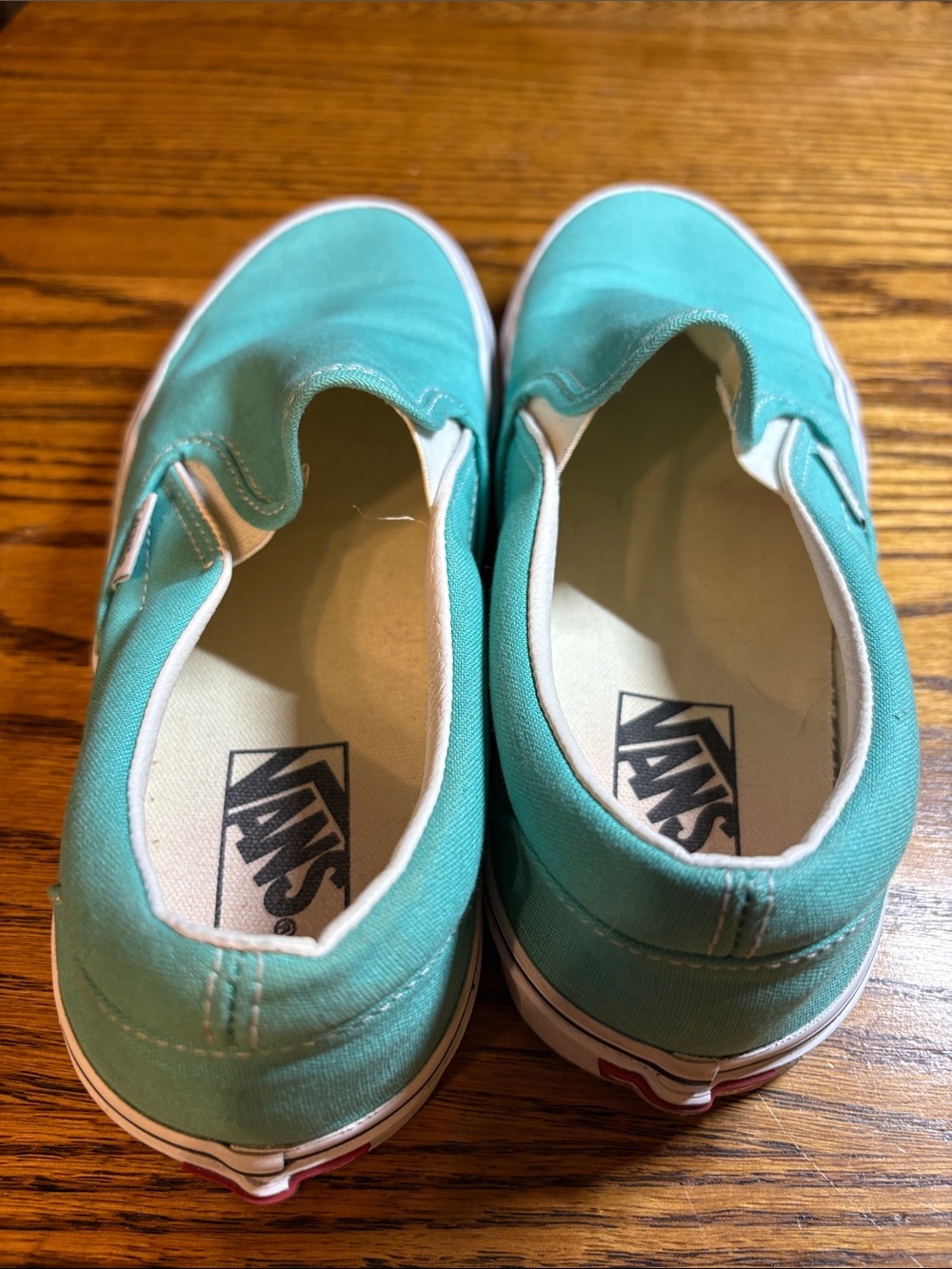 Vans Slip-On Athletic Shoes in Teal and White - Picture 3 of 7
